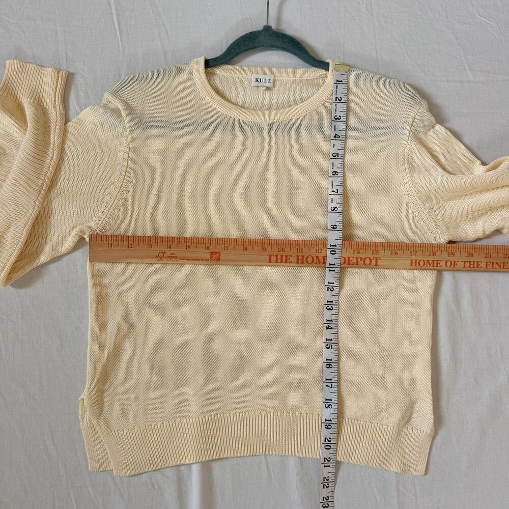Kule Light Yellow Cotton Knit Sweater Women’s Medium Long Sleeve Crewneck Luxury - Picture 5 of 11